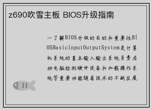z690吹雪主板 BIOS升级指南